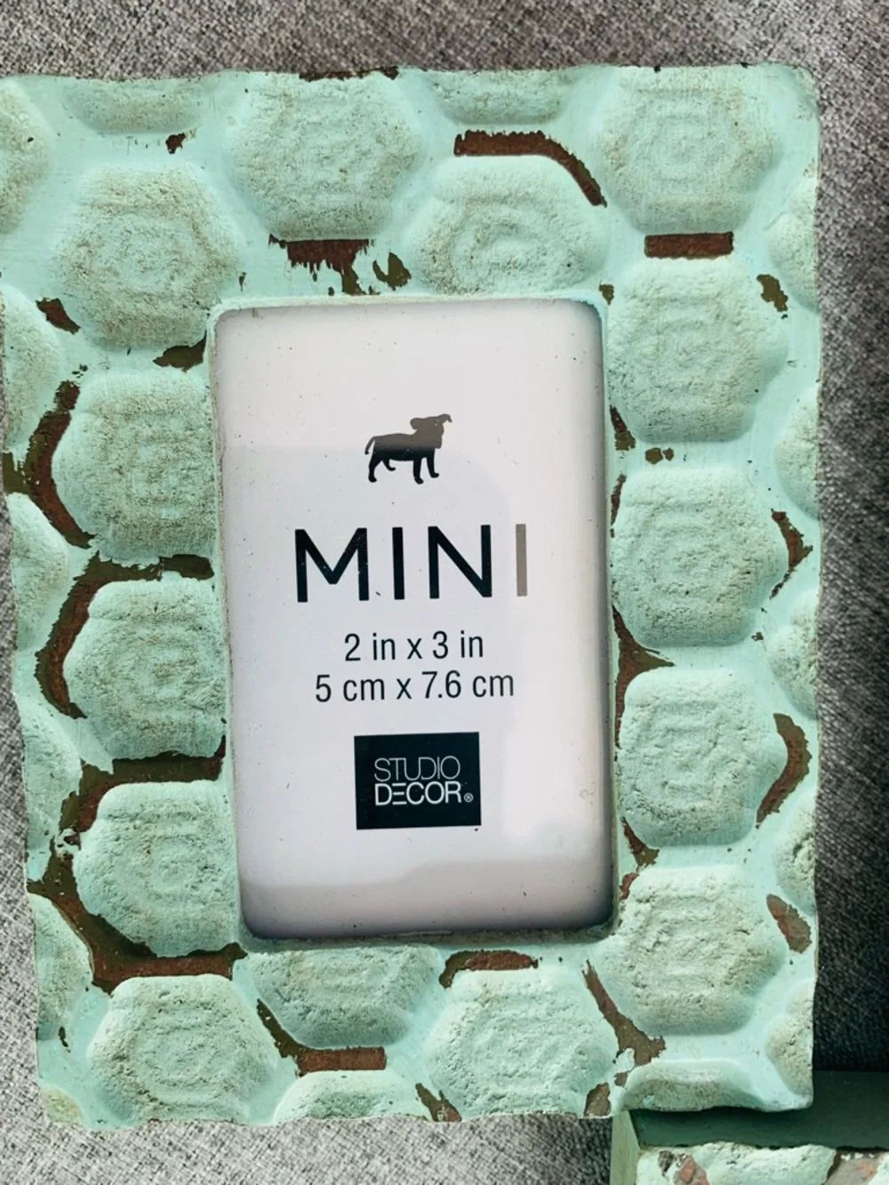 Set of 3 Mini Picture Frames Mint Aqua Honeycomb Design Fits Picture 2